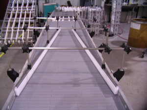 Adjustable Side Rails on Flat Conveyor