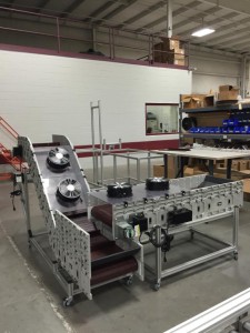 DynaCon custom conveyors with cooling fans.
