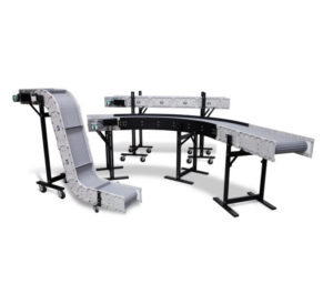 modular conveyor modules including a z, radius turn, and flat conveyor