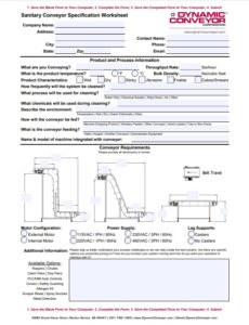 Sanitary Conveyor Quote Request Form