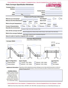 Parts Conveyor Quote Request Form