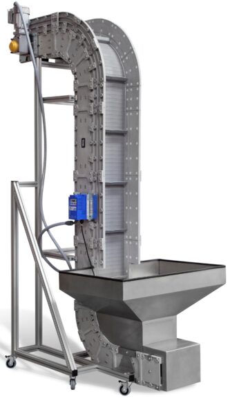 A Dynacon Vertical bucket conveyor with hopper