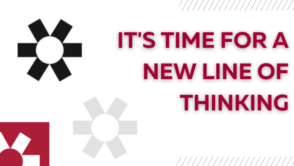 Dynamic Conveyor gear icon with text that says "it's time for a new line of thinking"