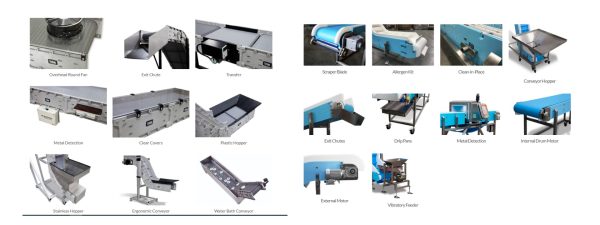A variety of conveyor accessories