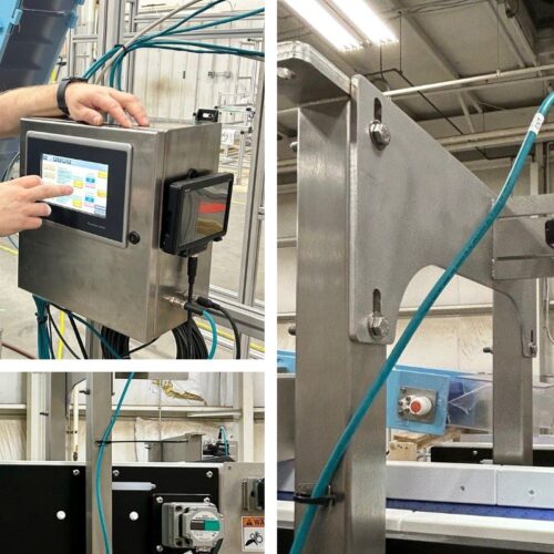 Examples of automated conveyor system components, including metal detection and part counting
