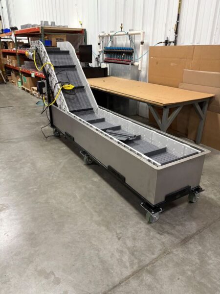 cooling-conveyor-unit tank area for cooling parts on a conveyor system