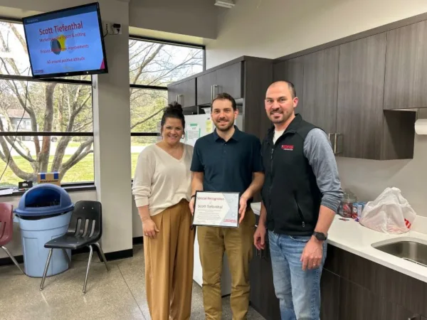 Scott Tiefenthal, East Coast Regional Sales Manager receiving recognition award