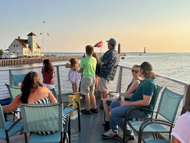 Front deck of cruise on Lake Michigan