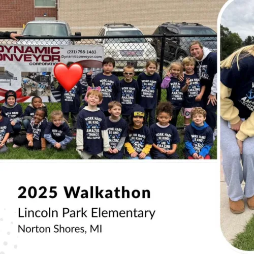 collage of photos from Norton Shores School walkathon sponsored in part by Dynamic Conveyor
