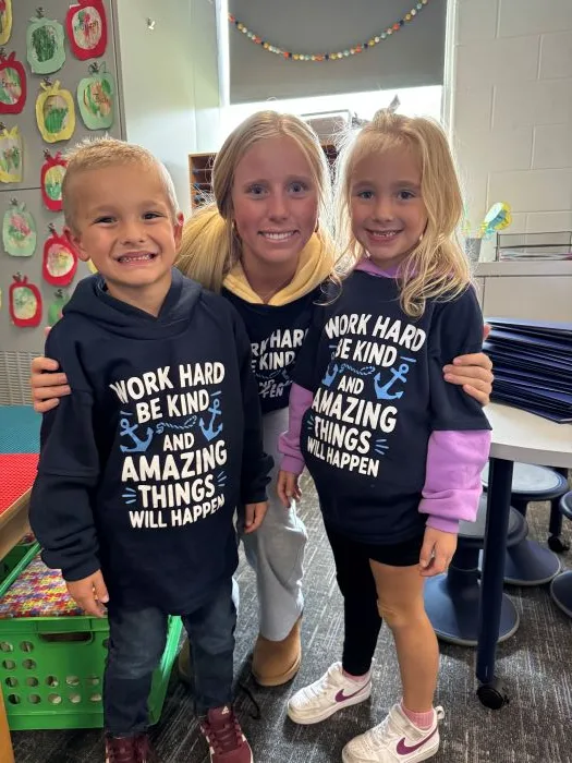 students and parent ready for walkathon activities