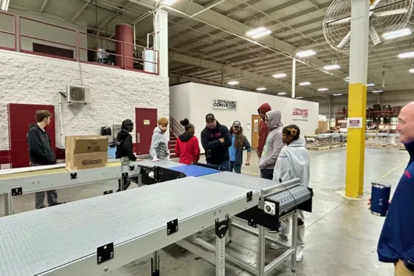 Jaime-showing-conveyor-solutions-end-of-manufacturing-process Jaime showing conveyor solutions end of manufacturing process