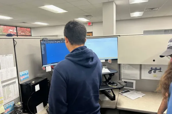 Students-Using-CAD-Software Muskegon Area Students using CAD software during manufacturing week