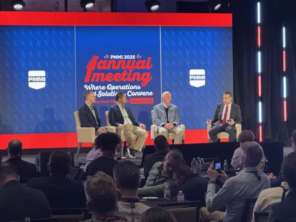 CPG panel discussing packaging innovations at the PMMI meeting in Nashville