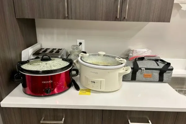 Souper-Social-Crock-Pots2 crockpots full of soup at the 2025 souper social