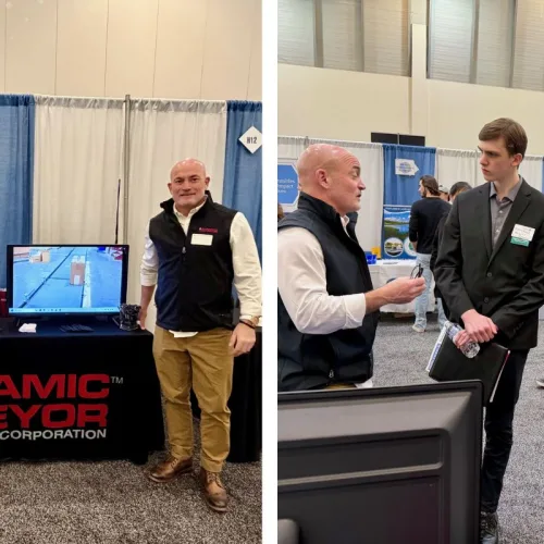Dynamic Conveyor leaders meeting with future engineers at the GVSU Winter Career Fair