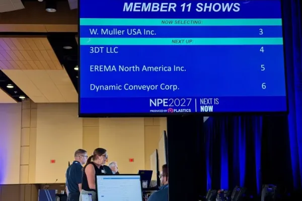NPE2027_Booth-Selection4 Screen showing Dynamic conveyor at the NPE 2027 booth selection day