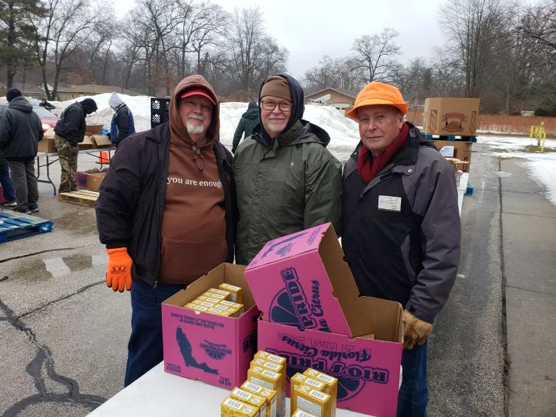 Walt-Hayes-with-Dave-Rice-Scott-Hellman Walt Hayes, Dave Rice and Scott Hellman at Feeding America West MI Event