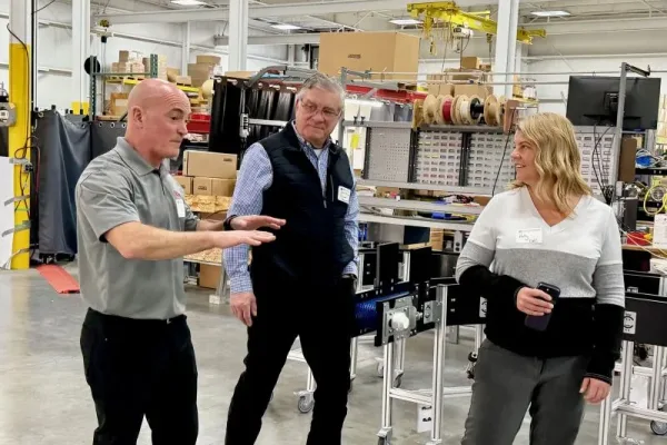 round-table-manufacturers-2 Dynamic Conveyor staff giving tour of facility to manufacturing professionals