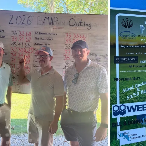 collage of pictures from 2026 charity golf event in Muskegon area