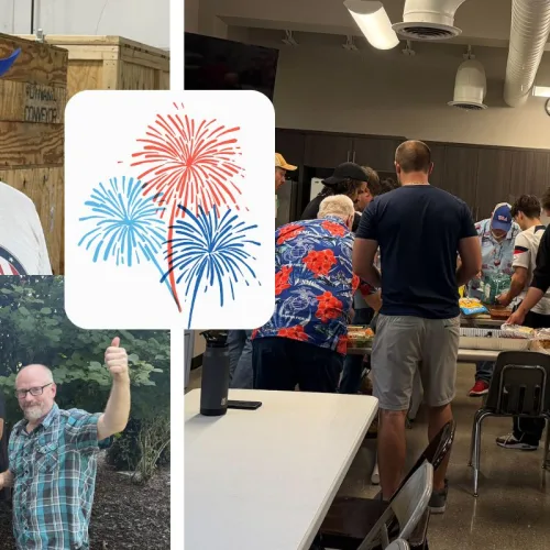 collage of photos from Dynamic Conveyor's independence day holiday celebration