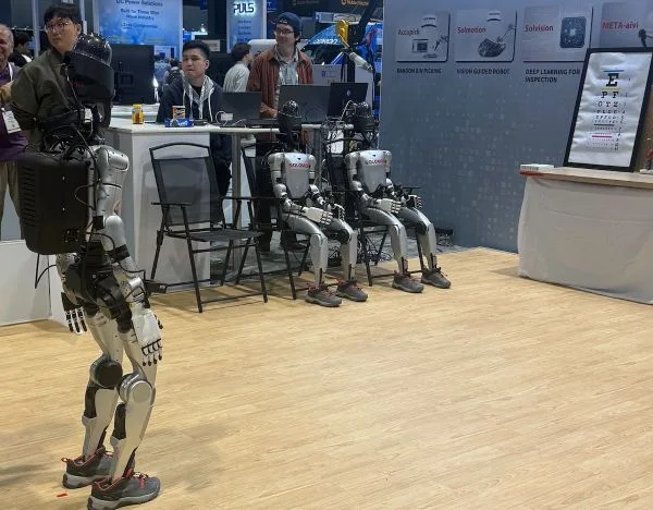 robots-people-automate-2026 humanoid robots on display at Automate 2026