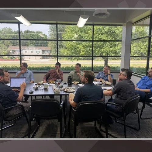 group of Dynamic Conveyor staff together at a lunch and learn for SMC pneumatic components