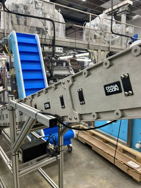 DynaClean-snack-conveyor DynaClean conveyor installed at Lesser Evil snack facility