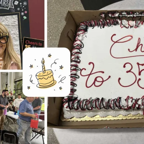 Collage from Dynamic Conveyor Company's 35th Birthday celebration